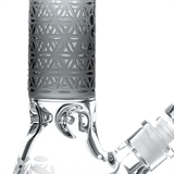 Calibear Deep Sandblasted Glass Beaker Bong | 8" & 14" Artistic Water Pipe Handcrafted Borosilicate Glass Gallery showcase view 11 highlighting functional glass details