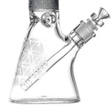 Calibear Deep Sandblasted Glass Beaker Bong | 8" & 14" Artistic Water Pipe Handcrafted Borosilicate Glass Gallery showcase view 14 highlighting functional glass details