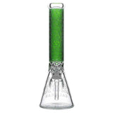Calibear Deep Sandblasted Glass Beaker Bong | 8" & 14" Artistic Water Pipe Handcrafted Borosilicate Glass Gallery showcase view 6 highlighting functional glass details