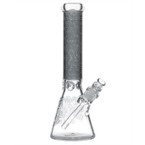 Calibear Deep Sandblasted Glass Beaker Bong | 8" & 14" Artistic Water Pipe Handcrafted Borosilicate Glass Gallery showcase view 10 highlighting functional glass details
