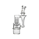 Calibear RBR Recycler Glass Attachment mounted on a Dr. Dabber Switch 2 device next to a standalone clear glass recycler attachment.