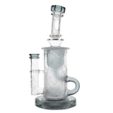 Calibear Sandblasted Klein Recycler Dab Rig with Seed of Life Perc – 8” Glass Rig Handcrafted Borosilicate Glass Gallery showcase view 7 highlighting functional glass details