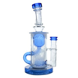 Calibear Sandblasted Klein Recycler Dab Rig with Seed of Life Perc – 8” Glass Rig Handcrafted Borosilicate Glass Gallery showcase view 12 highlighting functional glass details