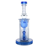 Calibear Sandblasted Klein Recycler Dab Rig with Seed of Life Perc – 8” Glass Rig Handcrafted Borosilicate Glass Gallery showcase view 11 highlighting functional glass details