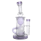 Calibear Sandblasted Klein Recycler Dab Rig with Seed of Life Perc – 8” Glass Rig Handcrafted Borosilicate Glass Gallery showcase view 6 highlighting functional glass details