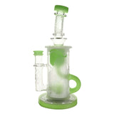 Calibear Sandblasted Klein Recycler Dab Rig with Seed of Life Perc – 8” Glass Rig Handcrafted Borosilicate Glass Gallery showcase view 15 highlighting functional glass details