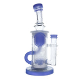 Calibear Sandblasted Klein Recycler Dab Rig with Seed of Life Perc – 8” Glass Rig Handcrafted Borosilicate Glass Gallery showcase view 17 highlighting functional glass details