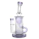 Calibear Sandblasted Klein Recycler Dab Rig with Seed of Life Perc – 8” Glass Rig Handcrafted Borosilicate Glass Gallery showcase view 5 highlighting functional glass details