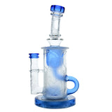 Calibear Sandblasted Klein Recycler Dab Rig with Seed of Life Perc – 8” Glass Rig Handcrafted Borosilicate Glass Gallery showcase view 9 highlighting functional glass details