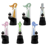 CaliBear Spirit Snake glass attachment for Puffco Peak OG and Pro with opal eyes and recycler water filtration, available in multiple colors.