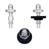 UFO Opal Joystick Carb Cap (Clear) for Dr. Dabber Switch 2 | Calibear, glass joystick carb cap with UFO-style top, opal accent and directional airflow design  